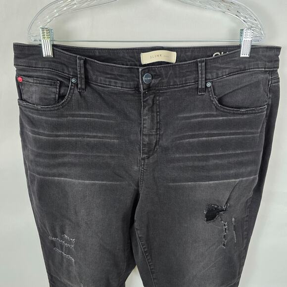 Slink Jeans Women's 20 Black Curvy Distressed Skinny - Picture 2 of 15
